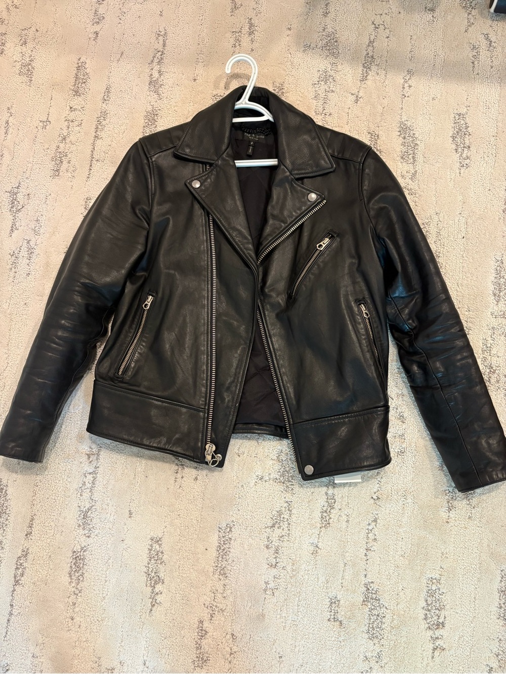 rag & bone Black Leather Moto Jacket